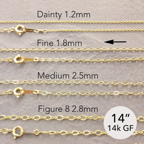 14" Delicate Chain Necklace, gold thin chain, cable, gold choker (z 315-1gf-sp) - Picture 1 of 5
